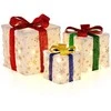 Promotions Kalėdinė dekoracija, apšviesti dovanų dėžutės rinkinys, 3 vnt., 25x25x26 cm, balta, raudona, auksinė, žalia, mėlyna