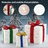 Promotions Kalėdinė dekoracija, apšviesti dovanų dėžutės rinkinys, 3 vnt., 25x25x26 cm, balta, raudona, auksinė, žalia, mėlyna