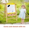 Promotions Vaikų molbertas, 3-in-1 medinis su dvigubomis lentomis ir laikymo dėklu, 52x45x79-104 cm, geltonas