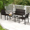 Lauko baldų komplektas Promotions Sodo baldų komplektas, 67,6x116,8x83,8 cm dvivietė sofa, 67,6x63,5x83,8 cm kėdės, 90,2x50,8x44,5 cm kavos staliukas, Ruda