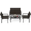 Lauko baldų komplektas Promotions Sodo baldų komplektas, 67,6x116,8x83,8 cm dvivietė sofa, 67,6x63,5x83,8 cm kėdės, 90,2x50,8x44,5 cm kavos staliukas, Ruda