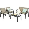 Promotions Lauko baldų komplektas, 107,9x61,9x80 cm dvivietė sofa, 63,5x45x37,1 cm arbatos staliukas, juoda pilka