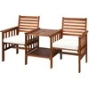 Lauko baldų komplektas Promotions Lauko terasos stalo ir kėdžių komplektas, akacijos medienos dvivietė sofa, 165,1x66x88,9 cm, balta
