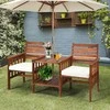 Lauko baldų komplektas Promotions Lauko terasos stalo ir kėdžių komplektas, akacijos medienos dvivietė sofa, 165,1x66x88,9 cm, balta