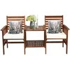Lauko baldų komplektas Promotions Lauko terasos stalo ir kėdžių komplektas, akacijos medienos dvivietė sofa, 165,1x66x88,9 cm, balta