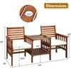 Lauko baldų komplektas Promotions Lauko terasos stalo ir kėdžių komplektas, akacijos medienos dvivietė sofa, 165,1x66x88,9 cm, balta