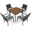 Promotions Lauko valgomojo komplektas, 4 paminkštintos rotango foteliai ir kvadratinis stalas, 88.9x88.9x71.1 cm, rudas