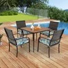 Promotions Lauko valgomojo komplektas, 4 paminkštintos rotango foteliai ir kvadratinis stalas, 88.9x88.9x71.1 cm, rudas