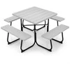 Promotions Lauko pikniko stalas su 4 suolais, 170.2x170.2x76.2 cm, pilkas