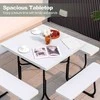 Promotions Lauko pikniko stalas su 4 suolais ir skėčio anga, 170.2x170.2x76.2 cm, baltas