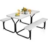 Promotions Piknikinis stalas su suolu, 137x150x72 cm, balta pilka