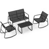 Lauko baldų komplektas Promotions Sodo baldų komplektas, 4 dalių, supamos kėdės 72x61x80 cm, dvivietė sofa 72x114x80 cm, kavos staliukas 75x44x40 cm, juoda