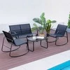 Lauko baldų komplektas Promotions Sodo baldų komplektas, 4 dalių, supamos kėdės 72x61x80 cm, dvivietė sofa 72x114x80 cm, kavos staliukas 75x44x40 cm, juoda