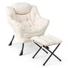 Fotelis Promotions Akcentinė sofa kėdė su sulankstomu pakoju, 80x73,7x96,5 cm, smėlio spalvos
