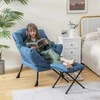 Fotelis Promotions Akcentinė sofa kėdė su sulankstomu pakoju, 80x73,7x96,5 cm, tamsiai mėlyna
