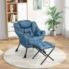 Fotelis Promotions Akcentinė sofa kėdė su sulankstomu pakoju, 80x73,7x96,5 cm, tamsiai mėlyna
