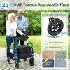 Promotions Rolatorius vaikštynė, 2-in-1 Sulankstomas su sėdyne ir pneumatiniais ratais, 64x103x59 cm, Tamsiai mėlynas