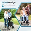 Promotions Rolatorius vaikštynė, 2-in-1 Sulankstomas su sėdyne ir pneumatiniais ratais, 64x103x59 cm, Tamsiai mėlynas