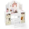 Promotions Vaikiškas tualetinis staliukas ir kėdžių komplektas, 104,1x40,6x116,8 cm, rožinė ir balta