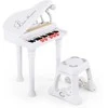 Promotions Vaikiškas pianino klaviatūros komplektas su kėdute ir mikrofonu, 35.6x30.5x54.6 cm, baltas