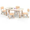 Promotions Vaikiškas stalas su kėdėmis, 119,4x59,7x48-60 cm, žalia/natūrali/rožinė