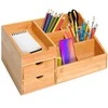 HOMCOM Rašomojo stalo organizatorius Biuro daiktų laikymo dėžė su 2 stalčiais, organizavimas ir tvarka, natūrali, D33 x Š20,5 x V15,5 cm