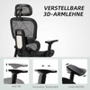 HOMCOM ergonominė biuro kėdė su porankiais, galvos atrama, juosmens atrama, reguliuojamo aukščio tinkline pasukama kėdė su supimosi funkcija, atlošimo funkcija, kojų atrama, juoda