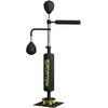 SPORTNOW Boxavimo stendas, du greičio kamuoliukai, besisukanti bokso lazda, smūgio pagalvėlė, reguliuojamas aukštis, plienas, 107 x 36 x 140-205 cm, juodas