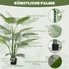 HOMCOM Dirbtinė palmė su 16 plastikinių lapų, UV spinduliams atsparus dirbtinis augalas su plastikiniu vazonu, skirtas naudoti viduje ir lauke, žalias
