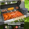 Outsunny dujinis grilis 12 KW grilio vežimėlis su 5 degikliais, šonine virykle, ratukais, slėgio reduktoriumi, dangčiu, dujų žarna, 2 kaitinimo zonomis, termometru, šoninėmis lentynėlėmis, BBQ sodo grilis balkonui, grilis 135 x 54 x 110 cm