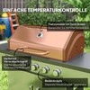 Outsunny dujinis grilis 8500BTU, grilio vežimėlis su 6 nerūdijančio plieno degikliais, ratukai, termometras, slėgio reduktorius, dujų žarna, dangtis, šoninės lentynos, kepsninė sodo grilis balkonui, kempingo grilis 141 x 55 x 110 cm