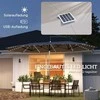 Outsunny dvigubas saulės skėtis su saulės LED lemputėmis 451x267 cm, aliuminis, UV 50+ apsauga, su rankena, balkono skėtis atsparus vėjui, turgavietės skėtis, apsauga nuo saulės paplūdimiui, balkonui, sodui, tamsiai pilkas