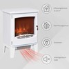 HOMCOM LED elektrinis židinys Stovintis židinys Krosnelė su liepsnos efektu 900/1800 W Metalas ABS plastikas Stiklas Balta 39 x 26 x 54,8 cm
