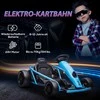 HOMCOM Vaikiškas elektrinis kartingas 24 V drifto kartingas su lėtuoju startu, muzika, garso signalu ir saugos diržu, vaikiška transporto priemonė 8-12 metų vaikams, mėlyna