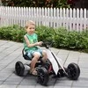 HOMCOM vaikiškas elektrinis gokartas 12 V 3-5 km/h dreifavimo kartingas su 2 reguliuojamais režimais, saugos diržu, vairu, gokart vaikiška transporto priemonė vaikams nuo 3 iki 8 metų, balta