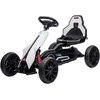 HOMCOM vaikiškas elektrinis gokartas 12 V 3-5 km/h dreifavimo kartingas su 2 reguliuojamais režimais, saugos diržu, vairu, gokart vaikiška transporto priemonė vaikams nuo 3 iki 8 metų, balta