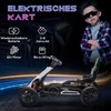 HOMCOM vaikiškas elektrinis gokartas 12 V 3-5 km/h dreifavimo kartingas su 2 reguliuojamais režimais, saugos diržu, vairu, gokart vaikiška transporto priemonė vaikams nuo 3 iki 8 metų, balta