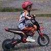 HOMCOM elektrinis motociklas vaikams, su 24V 350W varikliu, 8-16 KM/H greičio režimu, 12 colių pripučiamomis padangomis, elektrinis motociklas su muzika ir priekiniu žibintu, krosinis motociklas vaikams nuo 8 iki 12 metų, raudonas