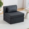 Fotelis Aosom Sofa-lova 80x203x74 cm Tamsiai pilka lininė medžiaga