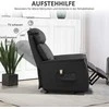 Fotelis HOMCOM Elektrinis poilsio krėslas su kėlimo funkcija, atlošimu, masažu, kojų atrama, šonine kišene, nuotoliniu pulteliu, svetainei, iki 150 kg, dirbtinė oda, juodas