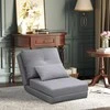 Fotelis HOMCOM 2-in-1 sulankstomas grindų krėslas-lova su reguliuojamu atlošu, grindų sofa su dekoratyvine pagalvėle, grindų sėdynės pagalvė svetainei, miegamajam, lino audinys, pilka spalva
