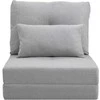 Fotelis HOMCOM 2-in-1 sulankstomas grindų krėslas-lova su reguliuojamu atlošu, grindų sofa su dekoratyvine pagalvėle, grindų sėdynės pagalvė svetainei, miegamajam, lino audinys, pilka spalva