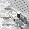 "Outsunny" saulės gultas sodo gultas su staliuku medžio išvaizdos gulto kėdė su 5 kryptimis reguliuojamu atlošu, oro sąlygoms atsparus kempingo gultas, sodo kėdė iki 120 kg apkrovos, skirta sodui, lauko paplūdimiui, šviesiai pilka