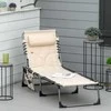 "Outsunny" gultas, sulankstomas sodo gultas su pagalve, šonine kišene, 5 padėčių reguliuojamu atlošu, oro sąlygoms atsparus kempingo gultas, kurio keliamoji galia iki 130 kg, skirtas sodui, paplūdimiui, baseinui, smėlio spalvos