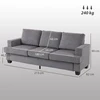 HOMCOM 3 vietų sofa, svetainės sofa 3 asmenims, medžiaginis apmušalas, plieno rėmas, minkšta sofa, pilka