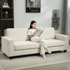 HOMCOM 3 vietų sofa, svetainės sofa su porankiais ir nugaros pagalvėmis, velveto apmušalas, spyruoklinis blokas, 227 x 84 x 87 cm, kreminė balta