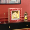 HOMCOM advento kalendorius su 24 stalčiais, pildomas, su LED lemputėmis, kalėdinis kalendorius, dekoracija, MDF, 34 x 7 x 34 cm, raudonas