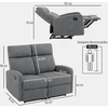 Fotelis HOMCOM 2 vietneutterflyų sofa, individualiai reguliuojami atlošai, kojų atrama, audinio apmušalas, plienas, pilka
