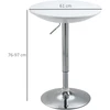 HOMCOM baro stalas, modernus valgomojo stalas, rašomasis stalas, reguliuojamo aukščio, metalas, ABS danga, baltas, Ø61 x 76-97 cm