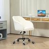 HOMCOM biuro kėdė, ergonomiška rašomojo stalo kėdė, pasukama kėdė, reguliuojamo aukščio biuro kėdė su supimosi funkcija, meškiuko aksomo išvaizda, kosmetinė kėdė miegamajam, darbo kambariui, kreminė balta